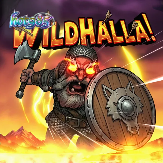 Tampilan visual slot Wildhalla dengan latar belakang kapal Viking dan grafis bertema mitologi Norse.